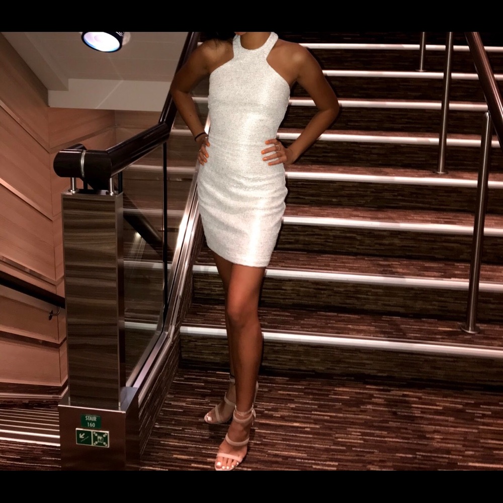 White Halter Neck Dress